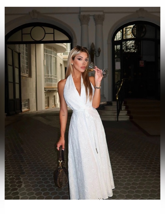Zara Dresses & Skirts - Zara White One-Shoulder Eyelet Midi Dress